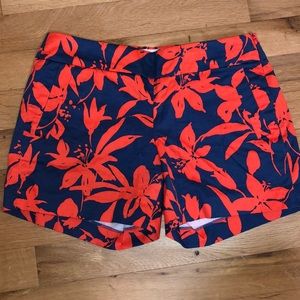 J. Crew Women’s Stretch Print Shorts. Orange and Blue. Size 4.